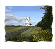 View of windmill on outskirts of Usk